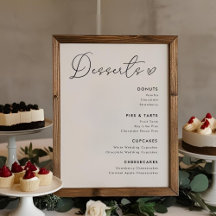 Sinal de Menu de Sobremesas de Casamento Modern He