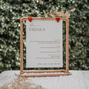 Poster Sinal de menu do Bar de Casamento SIENNA