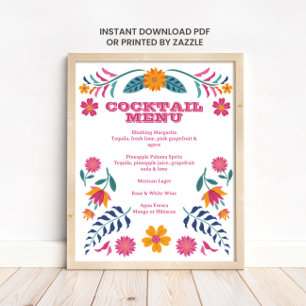 Poster Sinal de Menu do Bar de Fiesta Mexicana Amarela Ro
