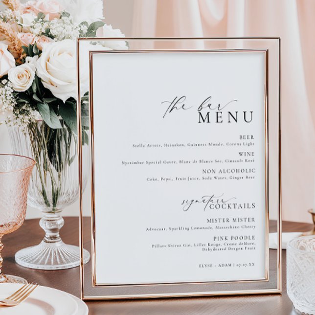 Poster Sinal de Menu do Bar Ellesmere Modern Minimal (Criador carregado)