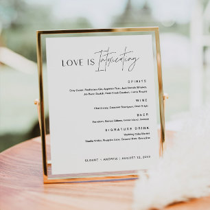 Poster Sinal de Menu do Bar HARLOW Love Is Intoxicating 8