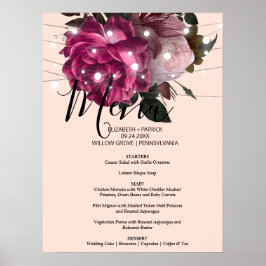 Poster Sinal de Menu Flor Burgundy