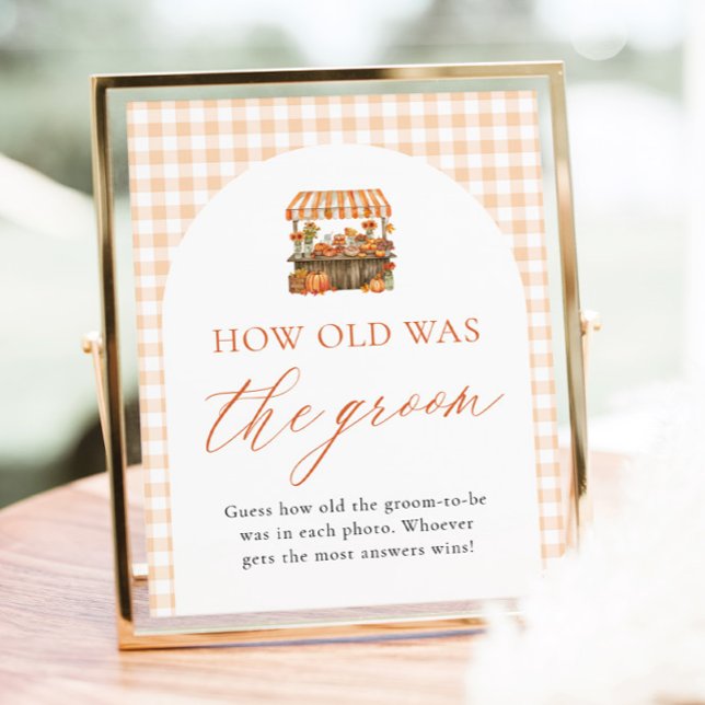 Poster Sinal de Mercado de Agricultores de Outono Qual er (Fall Farmers Market How Old Was The Groom Sign)