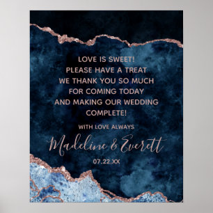 Poster Sinal de Mesa Amor é Doce Tratamento Rosa Dourado