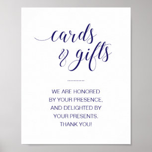 Poster Sinal de Mesa Azul de Casamento Marinho de Cartão