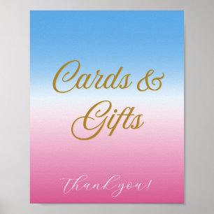 Poster Sinal de Mesa Azul Rosa Neutro para Chá de Bebê