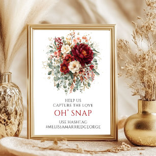 Poster Sinal de Mesa Boho Vermelho Profundo Eucalipto Oh