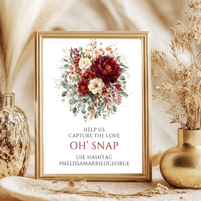 Poster Sinal de Mesa Boho Vermelho Profundo Eucalipto Oh  (Soft Deep Red Boho Eucalyptus Oh Snap Tabletop

)