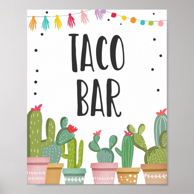 Poster Sinal de Mesa Comida Mexicana Taco Bar Cactus Fies (Frente)