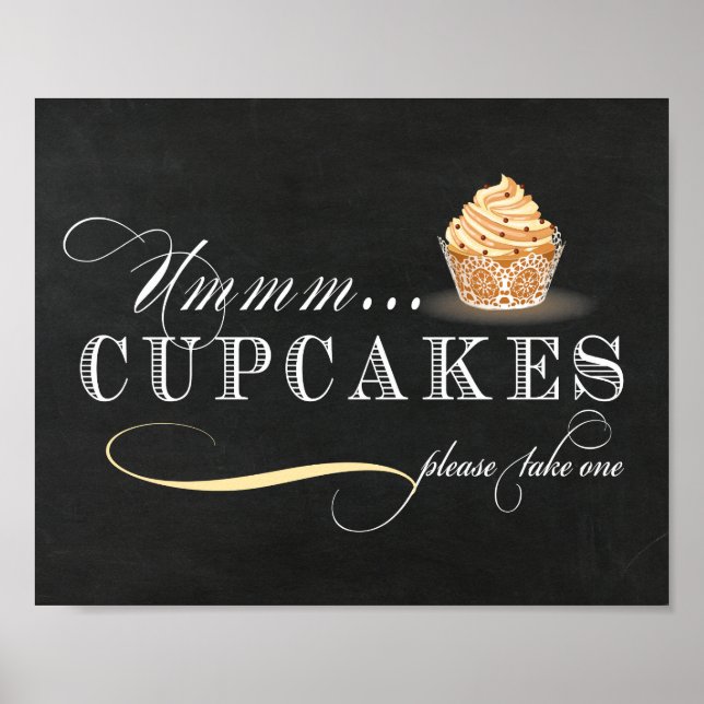 Poster Sinal de Mesa cupcake - Sinal de Bar Cupcake (Frente)