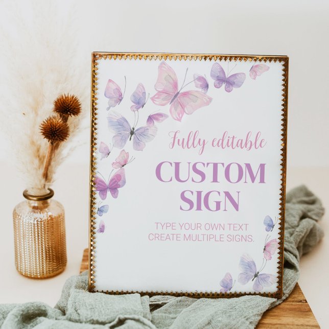 Poster Sinal de Mesa da Festa de aniversário da borboleta (Criador carregado)