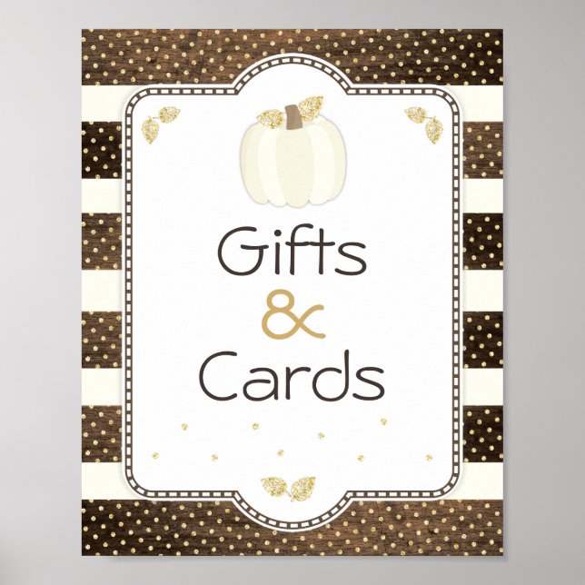 Poster Sinal de Mesa de abóbora, madeira e marfim (Frente)