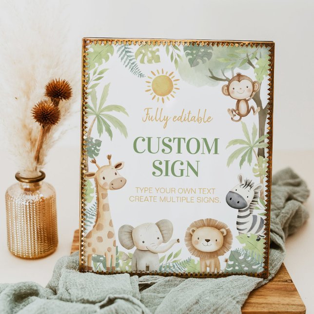 Poster Sinal de Mesa de Animais da Selva Safari (Criador carregado)
