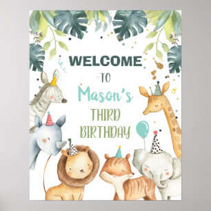 Poster Sinal de Mesa de Boas-vindas do Garoto dos Animais