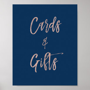 Poster Sinal de Mesa de Cartões e Presentes em Dourado Ro