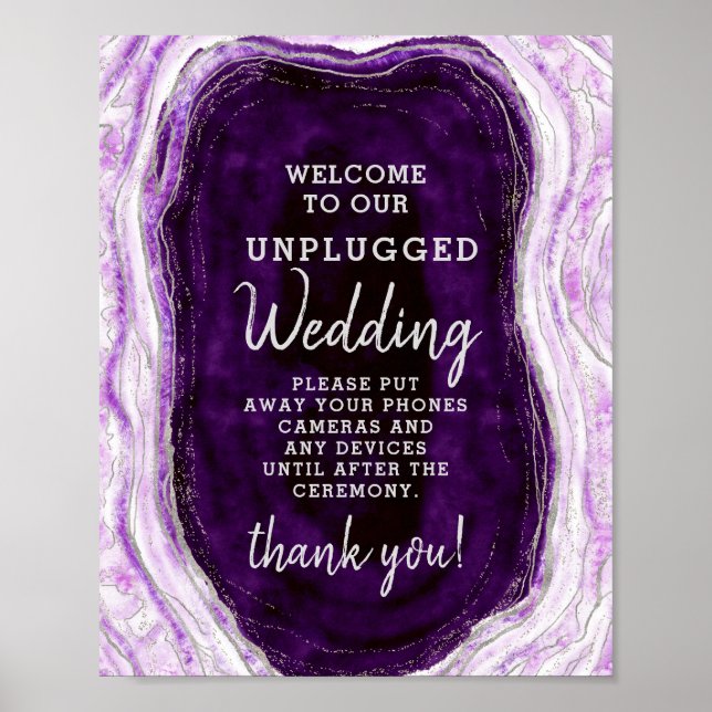 Poster Sinal de Mesa de Casamento Desplugado Ametist Roxo (Frente)