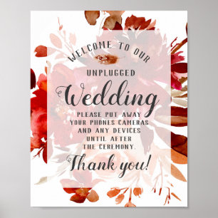 Poster Sinal de Mesa de Casamento Não Conectado da Bela R
