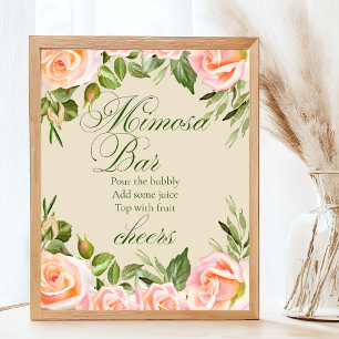 Poster Sinal de Mesa de Chuveiro de Noiva Chic Floral Mim