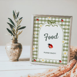 Poster Sinal de Mesa de Comida do Love Bug para Chá de Be