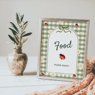 Poster Sinal de Mesa de Comida do Love Bug para Chá de Be