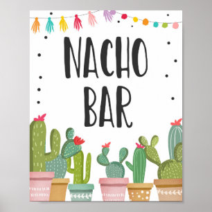 Poster Sinal de mesa de comida mexicana Nacho Bar Cactus 