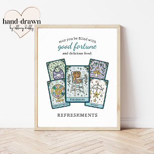 Poster Sinal de Mesa de Comida para Chá de Bebê com Tarot