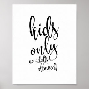 Poster Sinal de Mesa de Crianças Preto e Branco 8x10 para