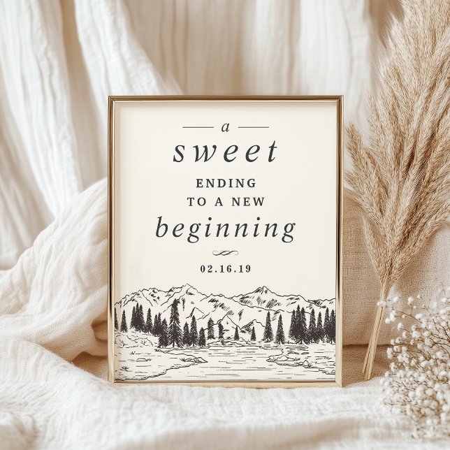 Pôster Sinal de Mesa de Desenho de Montanha (Criador carregado)