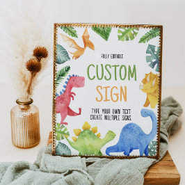 Poster Sinal de Mesa de Dinossauros Bonitos