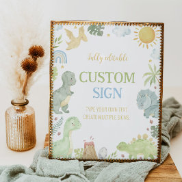 Poster Sinal de Mesa de Dinossauros Três Rex