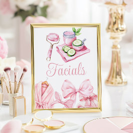 Poster Sinal de Mesa de Facial de Aniversário Rosa Festa 