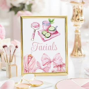 Poster Sinal de Mesa de Facial de Aniversário Rosa Festa 