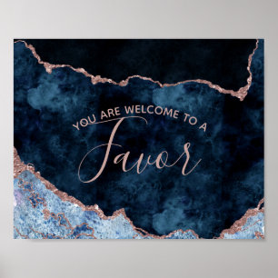 Poster Sinal de Mesa de Favor de Casamento em Ágata Doura