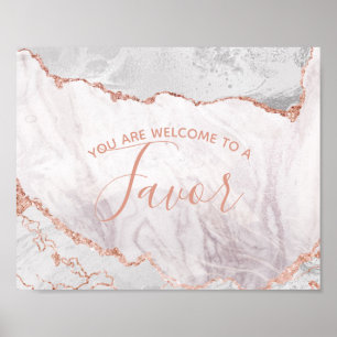 Poster Sinal de Mesa de Favor de Casamento em Ágata Doura