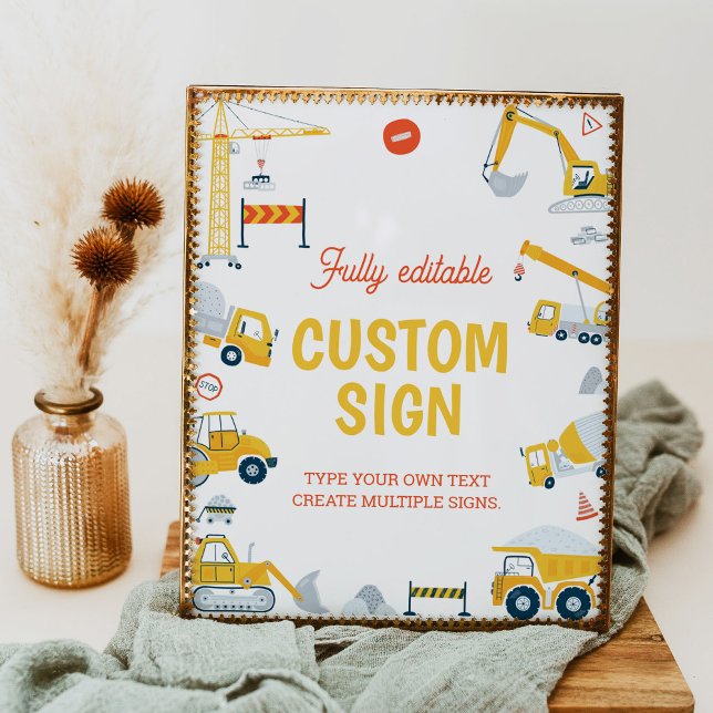 Poster Sinal de Mesa de Festa de aniversário de Caminhão  (Criador carregado)