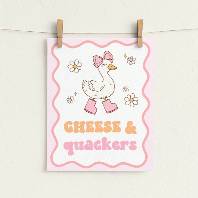 Poster Sinal de Mesa de Ganso Bobo Queijo & Quackers (Criador carregado)