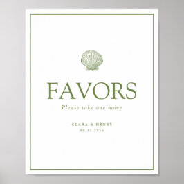 Poster Sinal de Mesa de Lembranças de Casamento em Verde