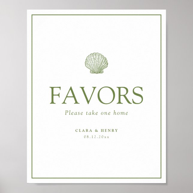 Poster Sinal de Mesa de Lembranças de Casamento em Verde  (Frente)