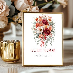 Poster Sinal de Mesa de Livro de Visitantes de Outono com
