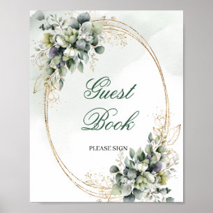 Poster Sinal de Mesa de Livro de Visitas Boho Greenery Do