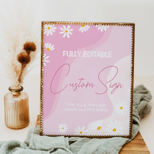 Poster Sinal de Mesa de margarida rosa-rosa com ranhura (Criador carregado)