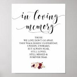 Poster Sinal de Mesa de Memória de Casamento em memória a