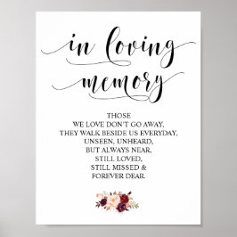 Poster Sinal de Mesa de Memorial de Casamento em memória