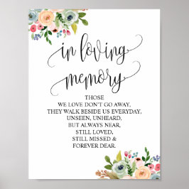 Poster Sinal de Mesa de Memorial de Casamento em memória
