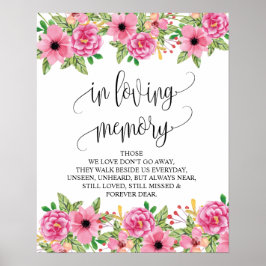 Pôster Sinal de Mesa de Memorial de Casamento em memória