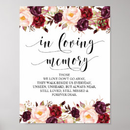 Poster Sinal de Mesa de Memorial de Casamento em memória