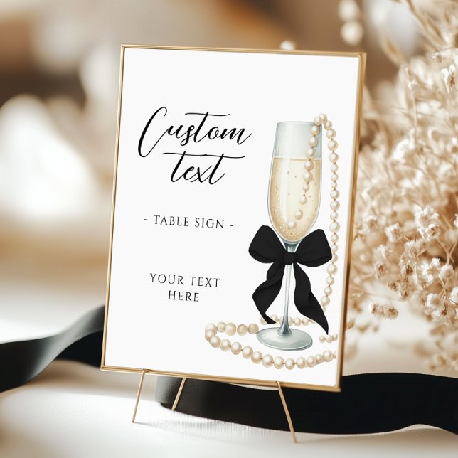 Poster Sinal de Mesa de Pérolas e Prosecco (Criador carregado)