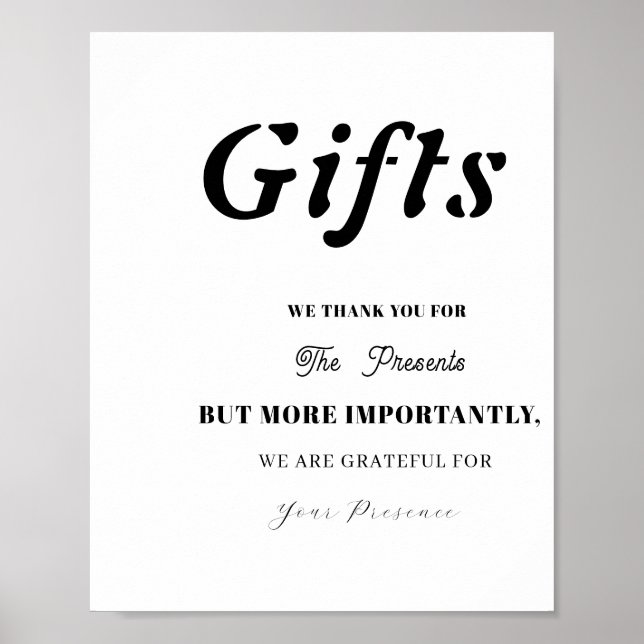 Poster Sinal de Mesa de presente mínimo para Chá de panel (Frente)