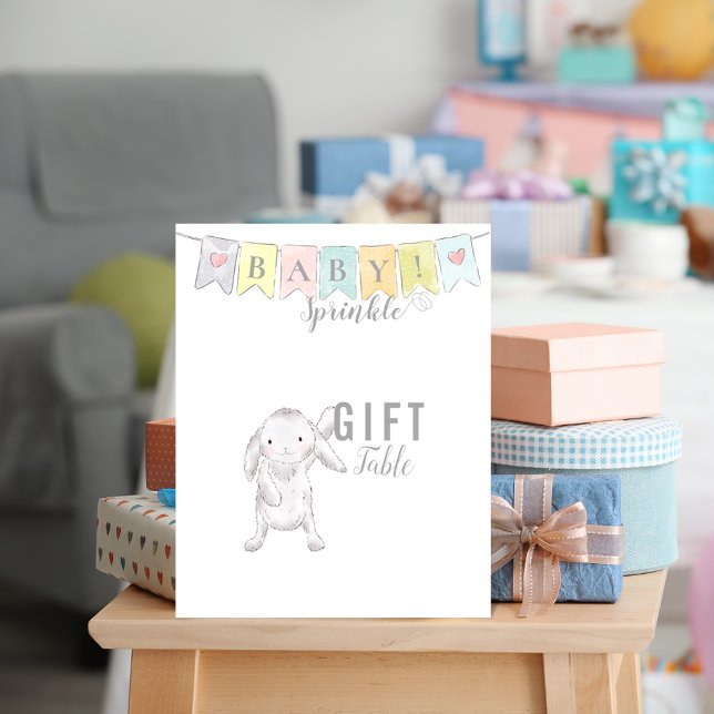Poster Sinal de Mesa de Presente para Chás de Bebê Coelhi (Criador carregado)