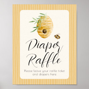 Poster Sinal de Mesa de Rifas de Fraldas Mamãe Abelha Chu